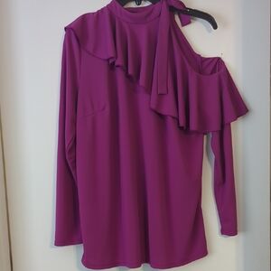 Eloquii Vibrant Purple Ruffle Blouse